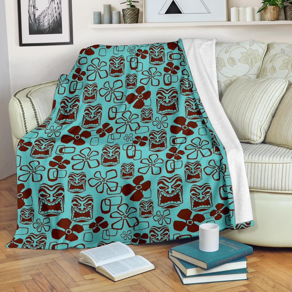 Tiki Hibiscus Pattern Print Blanket-grizzshop