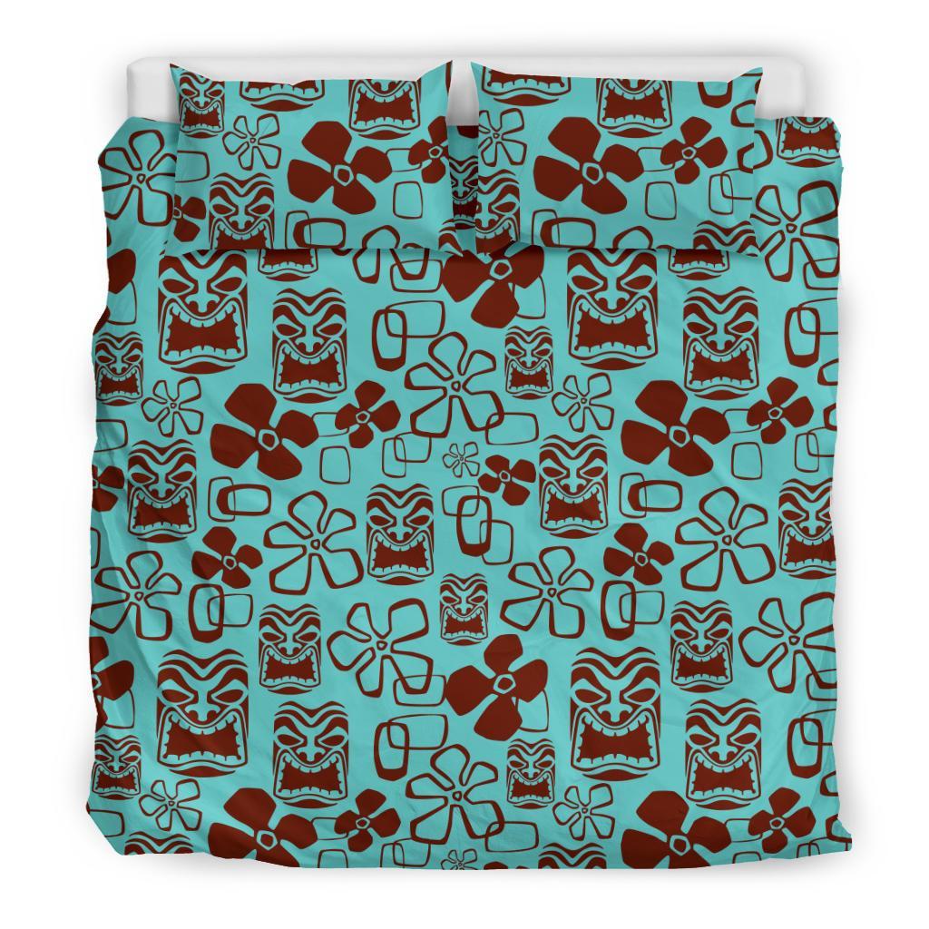 Tiki Hibiscus Pattern Print Duvet Cover Bedding Set-grizzshop