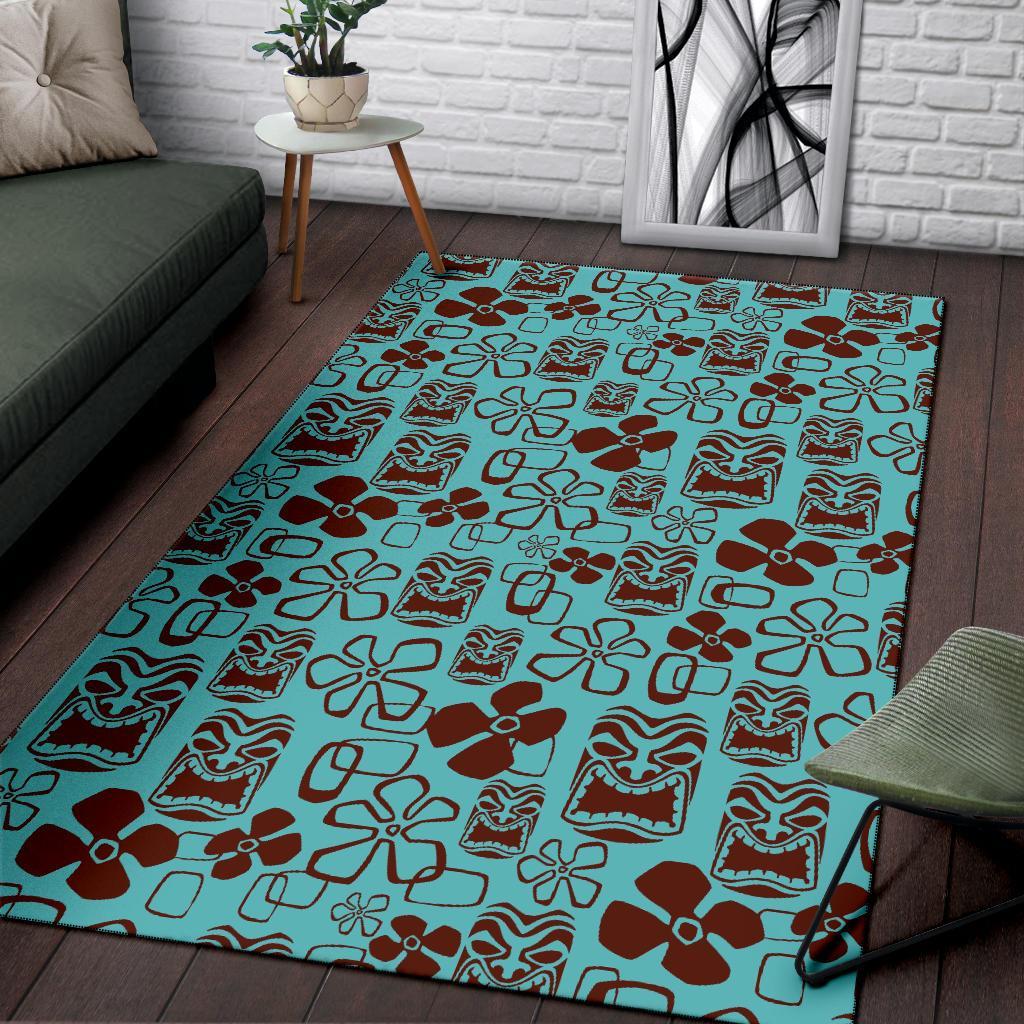 Tiki Hibiscus Pattern Print Floor Mat-grizzshop