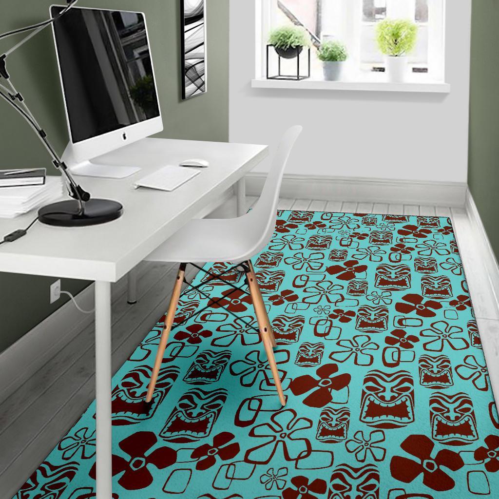 Tiki Hibiscus Pattern Print Floor Mat-grizzshop