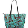 Tiki Hibiscus Pattern Print Leather Tote Bag-grizzshop