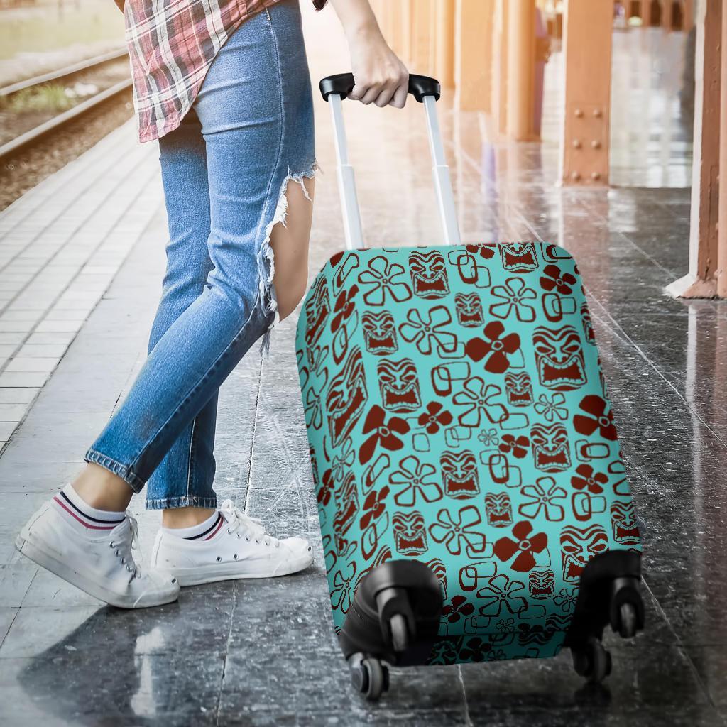 Tiki Hibiscus Pattern Print Luggage Cover Protector-grizzshop