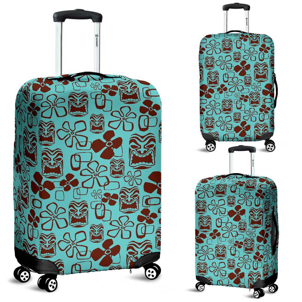 Tiki Hibiscus Pattern Print Luggage Cover Protector-grizzshop