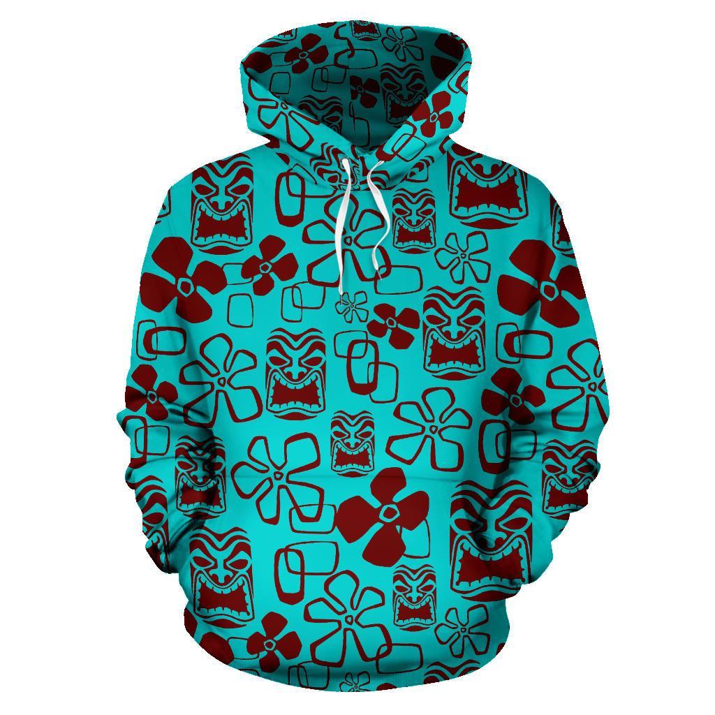 Tiki Hibiscus Pattern Print Men Women Pullover Hoodie-grizzshop