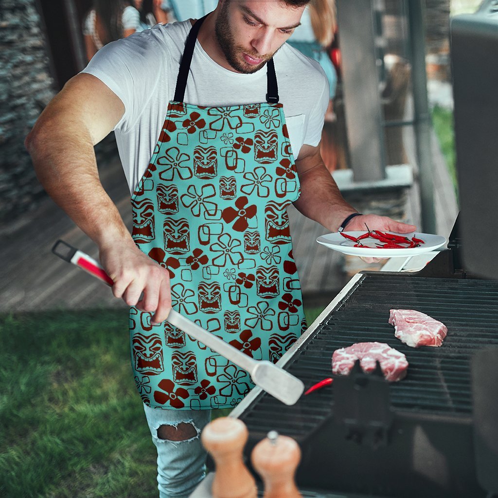 Tiki Hibiscus Pattern Print Men's Apron-grizzshop