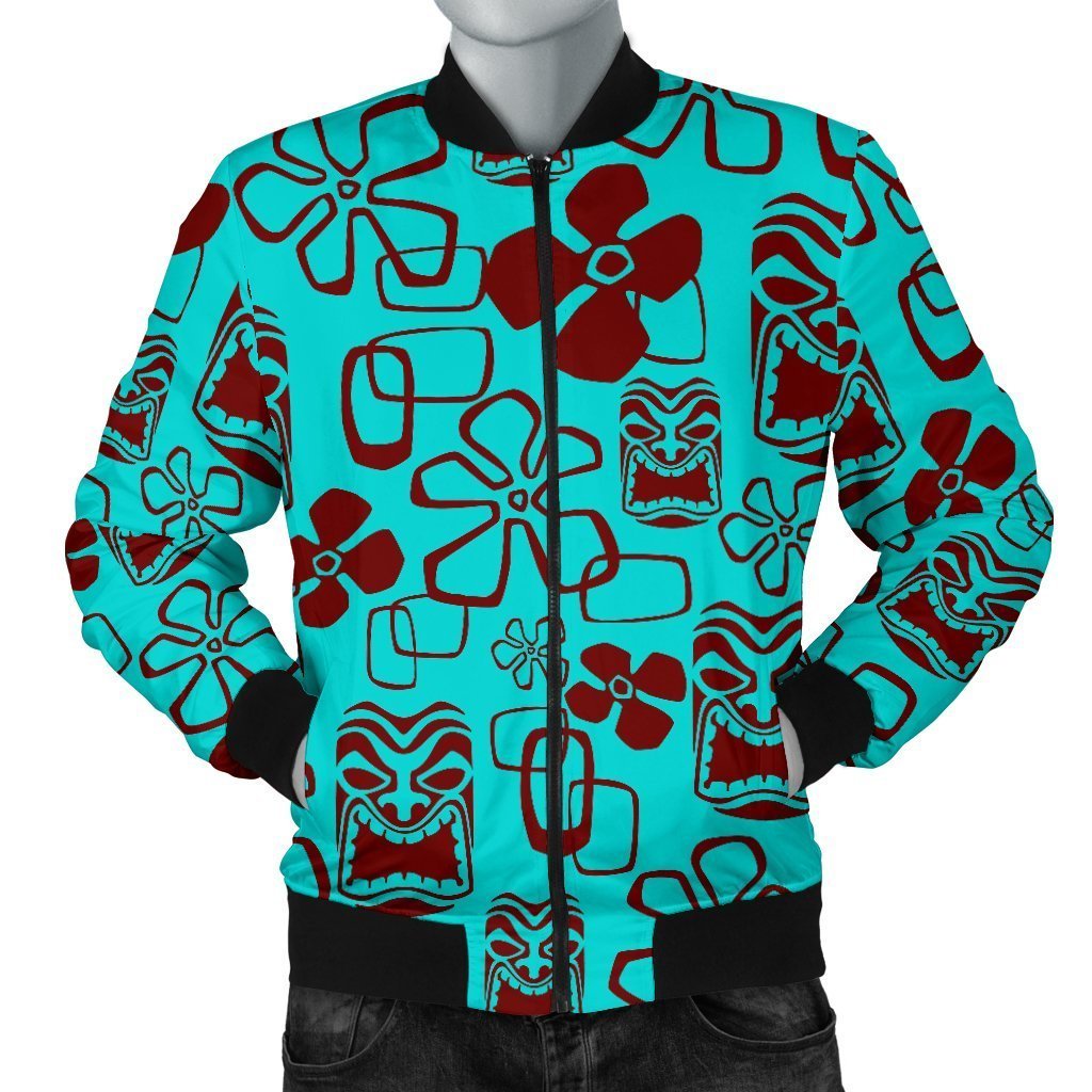 Tiki Hibiscus Pattern Print Men's Bomber Jacket-grizzshop