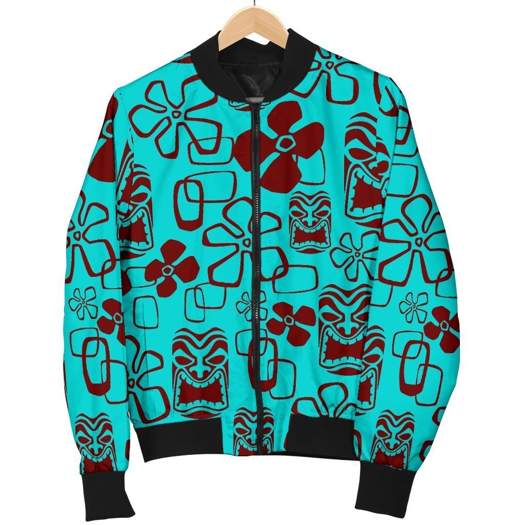 Tiki Hibiscus Pattern Print Men's Bomber Jacket-grizzshop