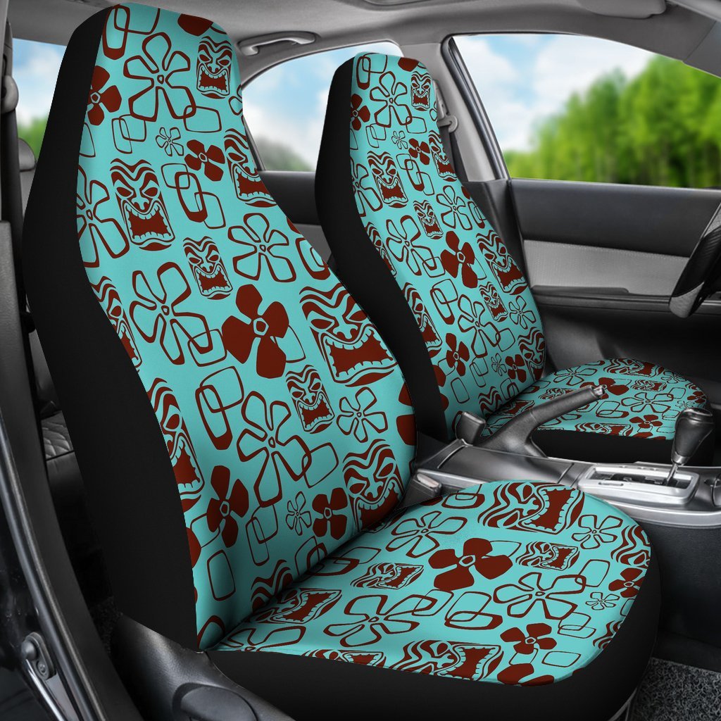 Tiki Hibiscus Pattern Print Universal Fit Car Seat Covers-grizzshop