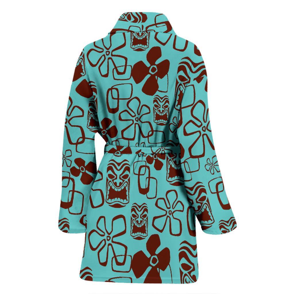 Tiki Hibiscus Pattern Print Women Long Robe-grizzshop