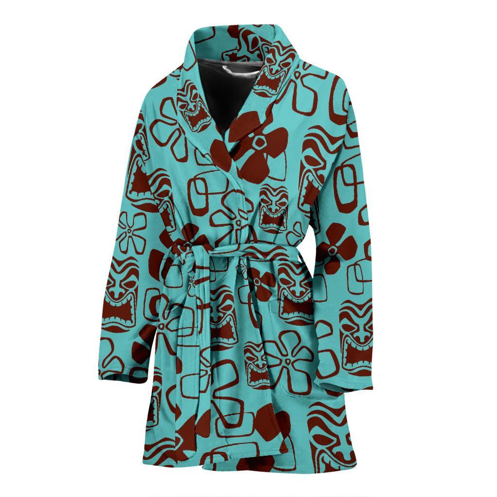 Tiki Hibiscus Pattern Print Women Long Robe-grizzshop