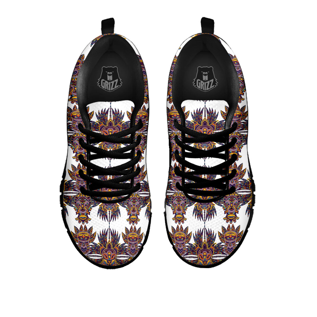 Tiki Mask Ornament Print Pattern Black Sneaker-grizzshop