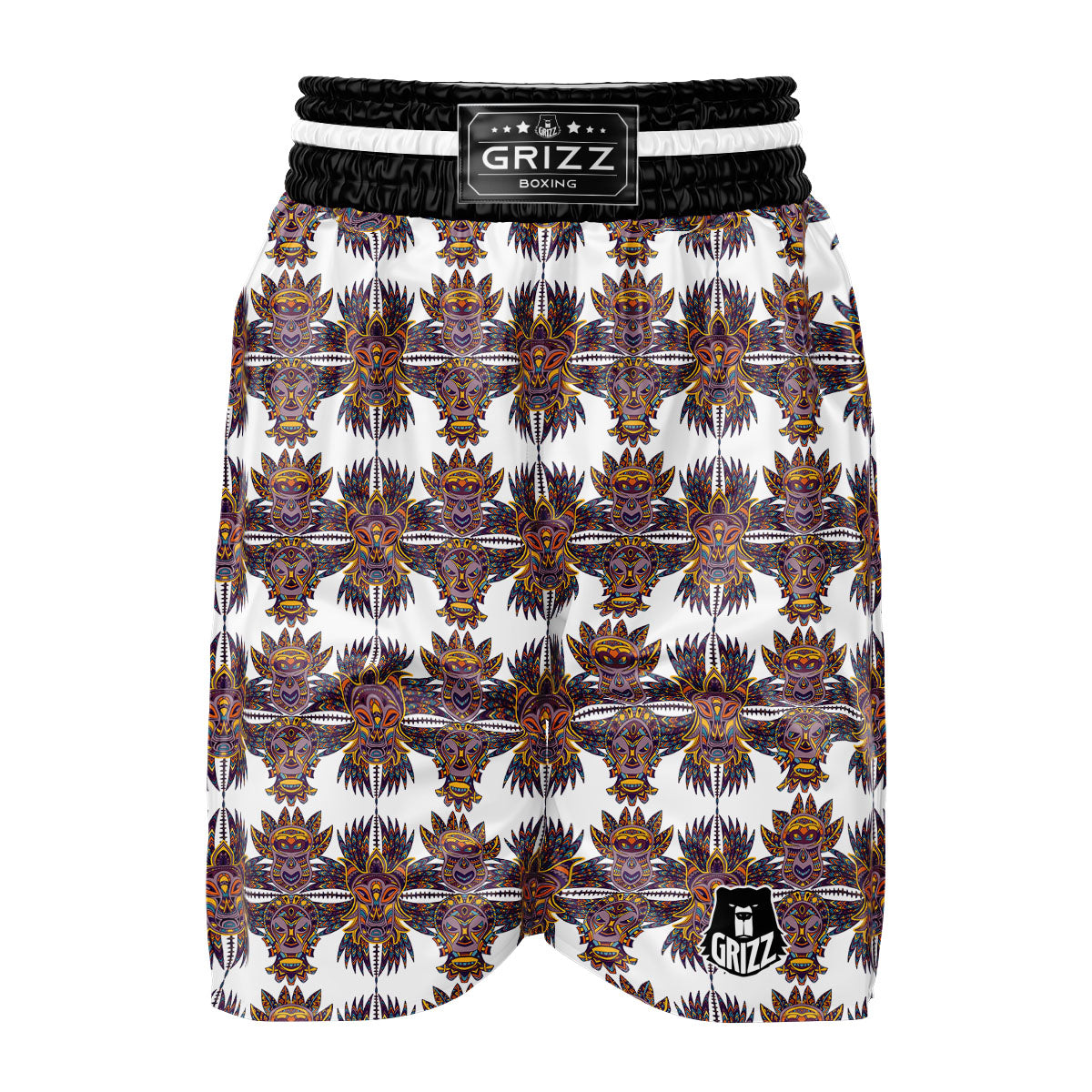 Tiki Mask Ornament Print Pattern Boxing Shorts-grizzshop