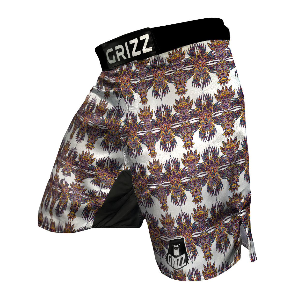 Tiki Mask Ornament Print Pattern MMA Shorts-grizzshop