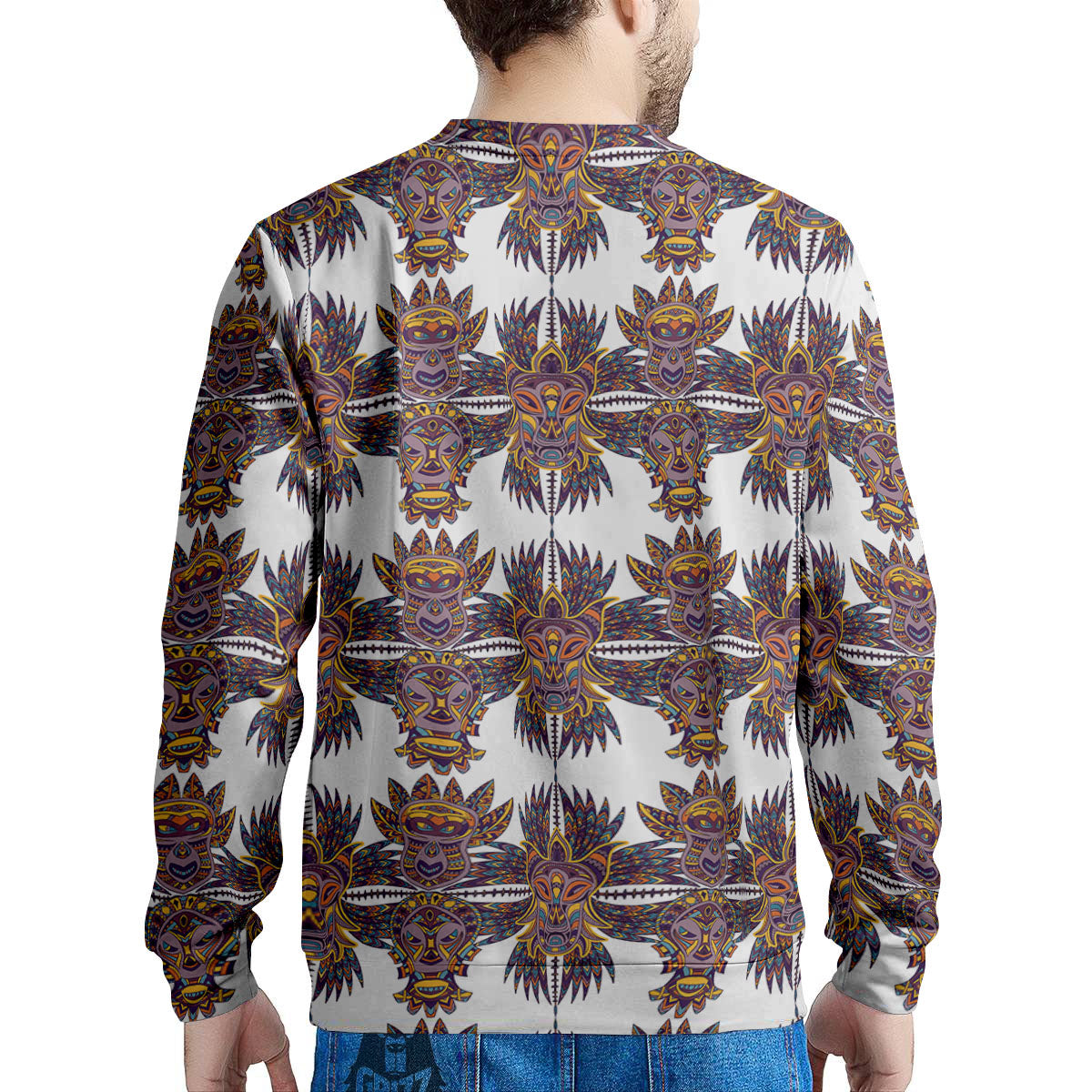 Tiki Mask Ornament Print Pattern Men's Sweatshirt-grizzshop