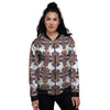 Tiki Mask Ornament Print Pattern Women's Bomber Jacket-grizzshop