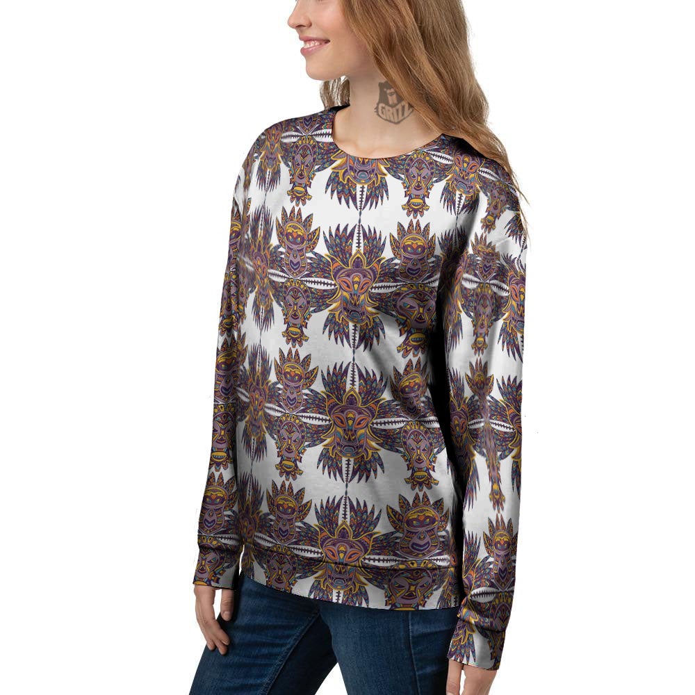 Tiki Mask Ornament Print Pattern Women's Sweatshirt-grizzshop