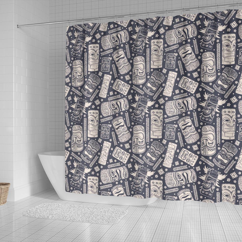 Tiki Pattern Print Bathroom Shower Curtain-grizzshop