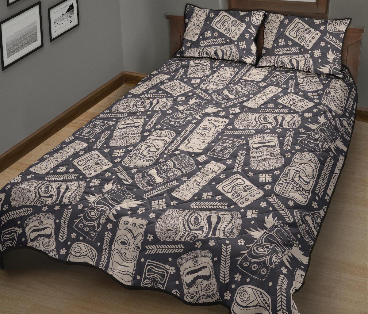 Tiki Pattern Print Bed Set Quilt-grizzshop