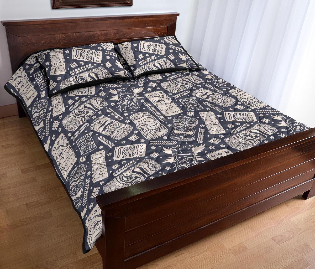 Tiki Pattern Print Bed Set Quilt-grizzshop