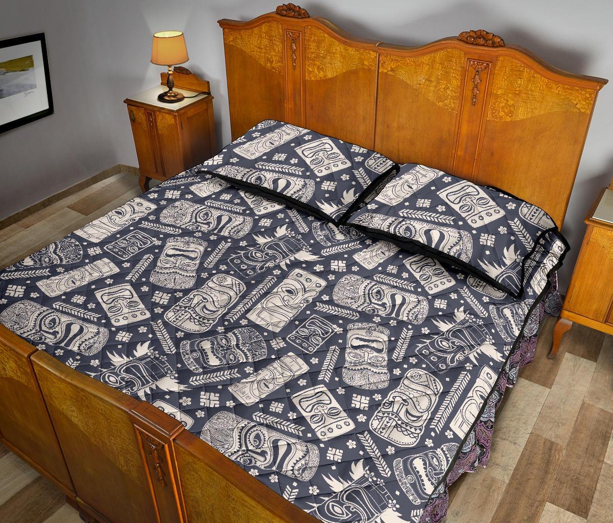 Tiki Pattern Print Bed Set Quilt-grizzshop