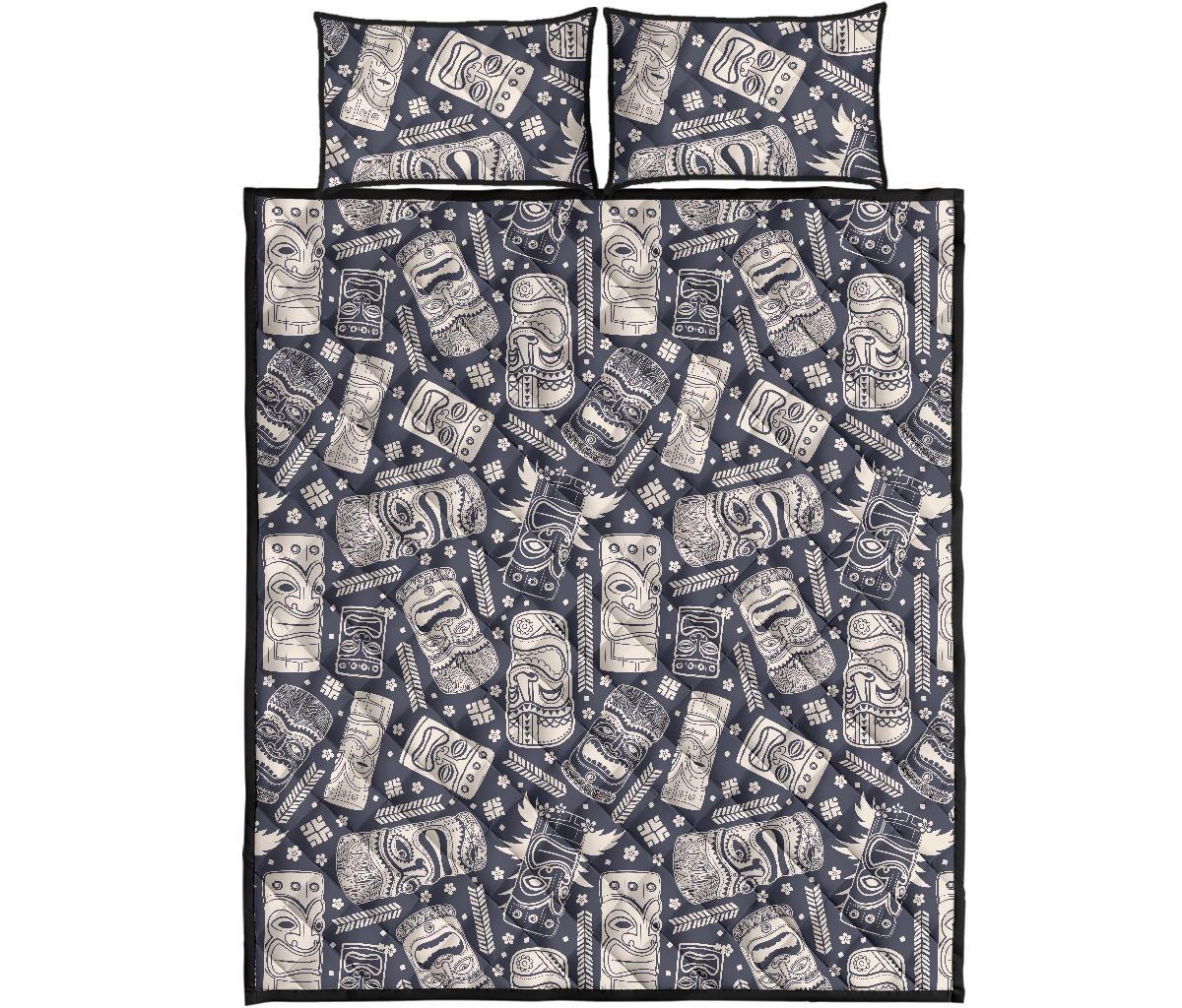 Tiki Pattern Print Bed Set Quilt-grizzshop