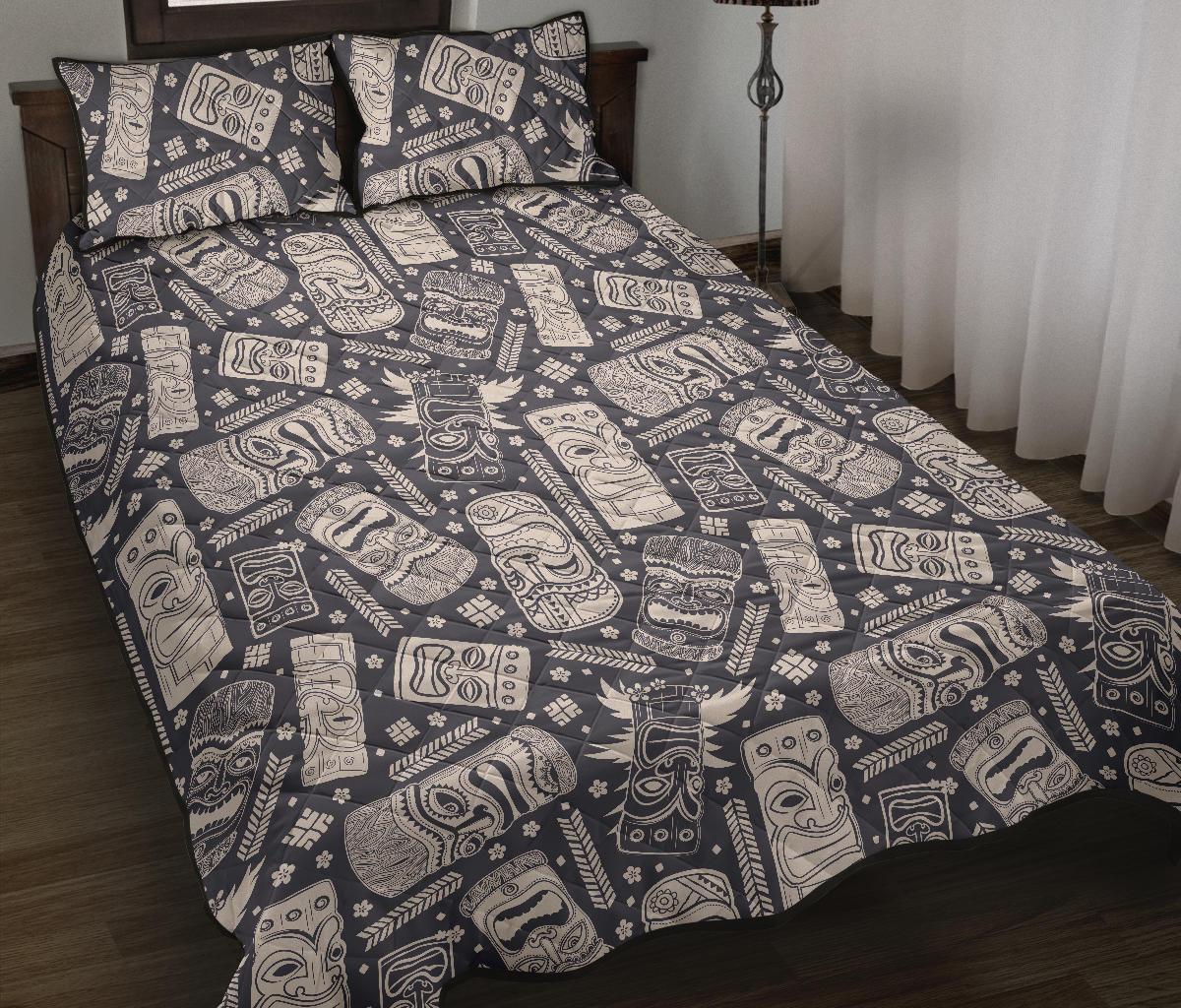 Tiki Pattern Print Bed Set Quilt-grizzshop