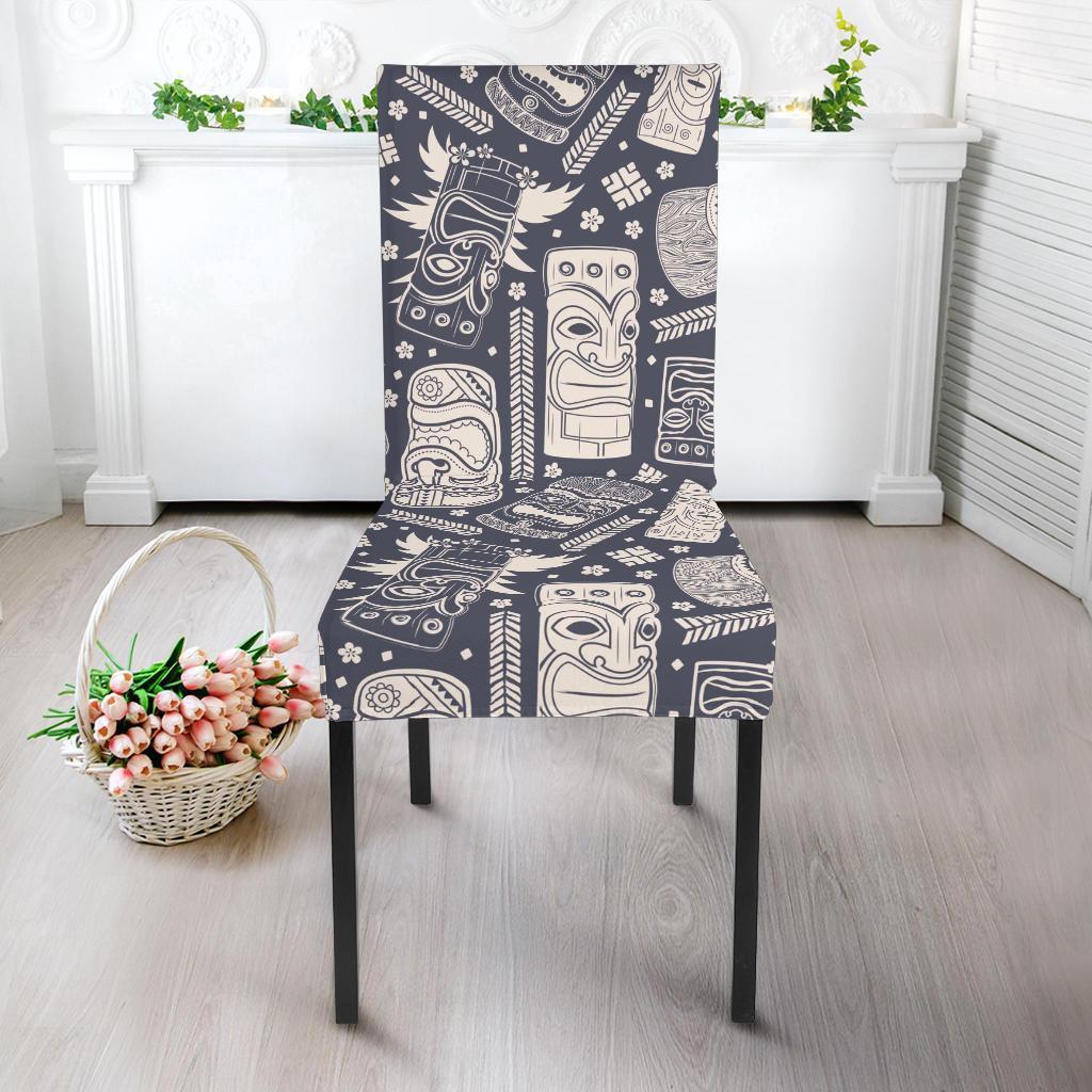 Tiki Pattern Print Chair Cover-grizzshop