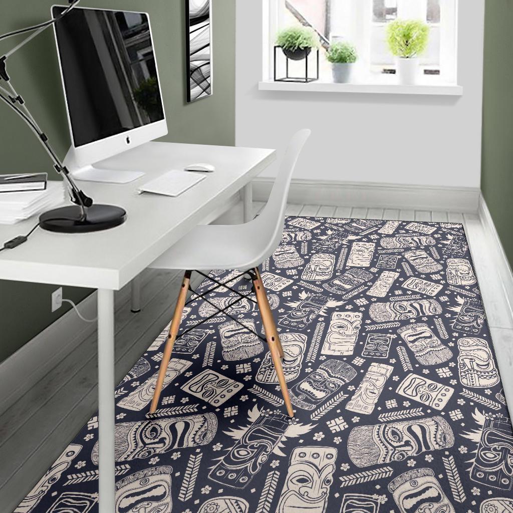 Tiki Pattern Print Floor Mat-grizzshop