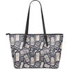 Tiki Pattern Print Leather Tote Bag-grizzshop