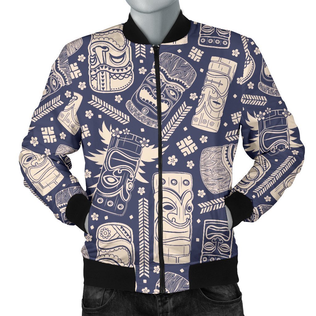 Tiki Pattern Print Men's Bomber Jacket-grizzshop