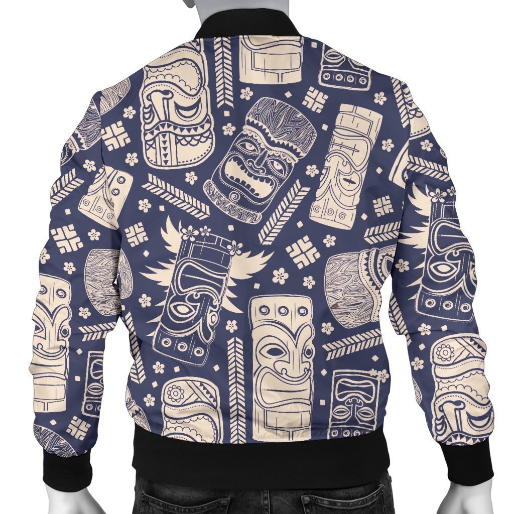 Tiki Pattern Print Men's Bomber Jacket-grizzshop