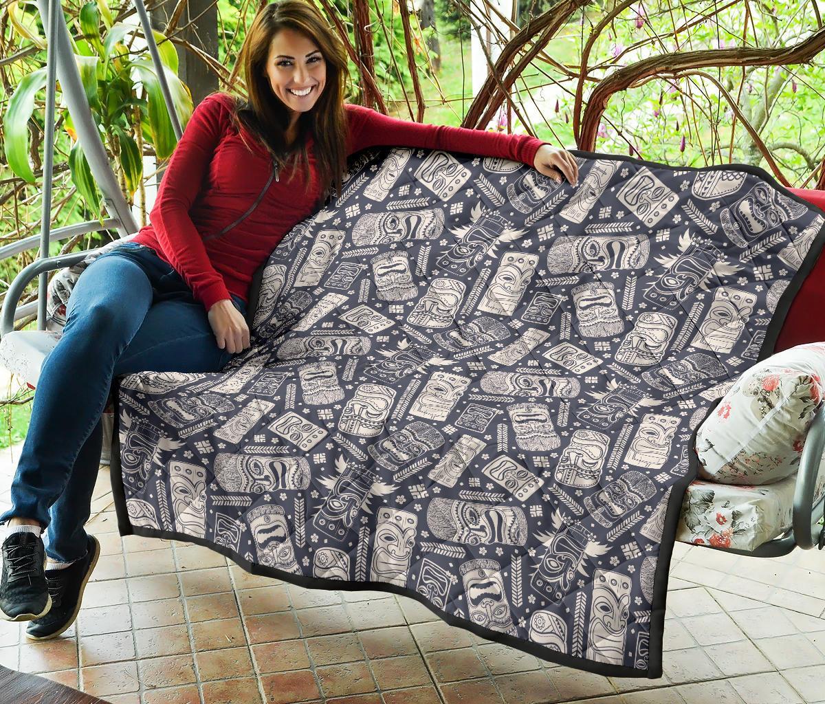 Tiki Pattern Print Quilt-grizzshop