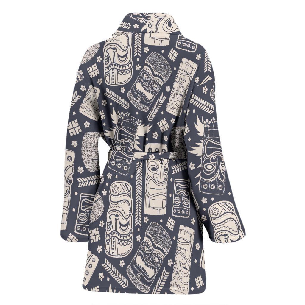 Tiki Pattern Print Women Long Robe-grizzshop