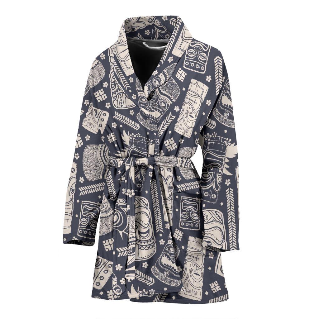 Tiki Pattern Print Women Long Robe-grizzshop