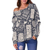 Tiki Pattern Print Women Off Shoulder Sweatshirt-grizzshop