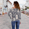 Tiki Pattern Print Women Off Shoulder Sweatshirt-grizzshop