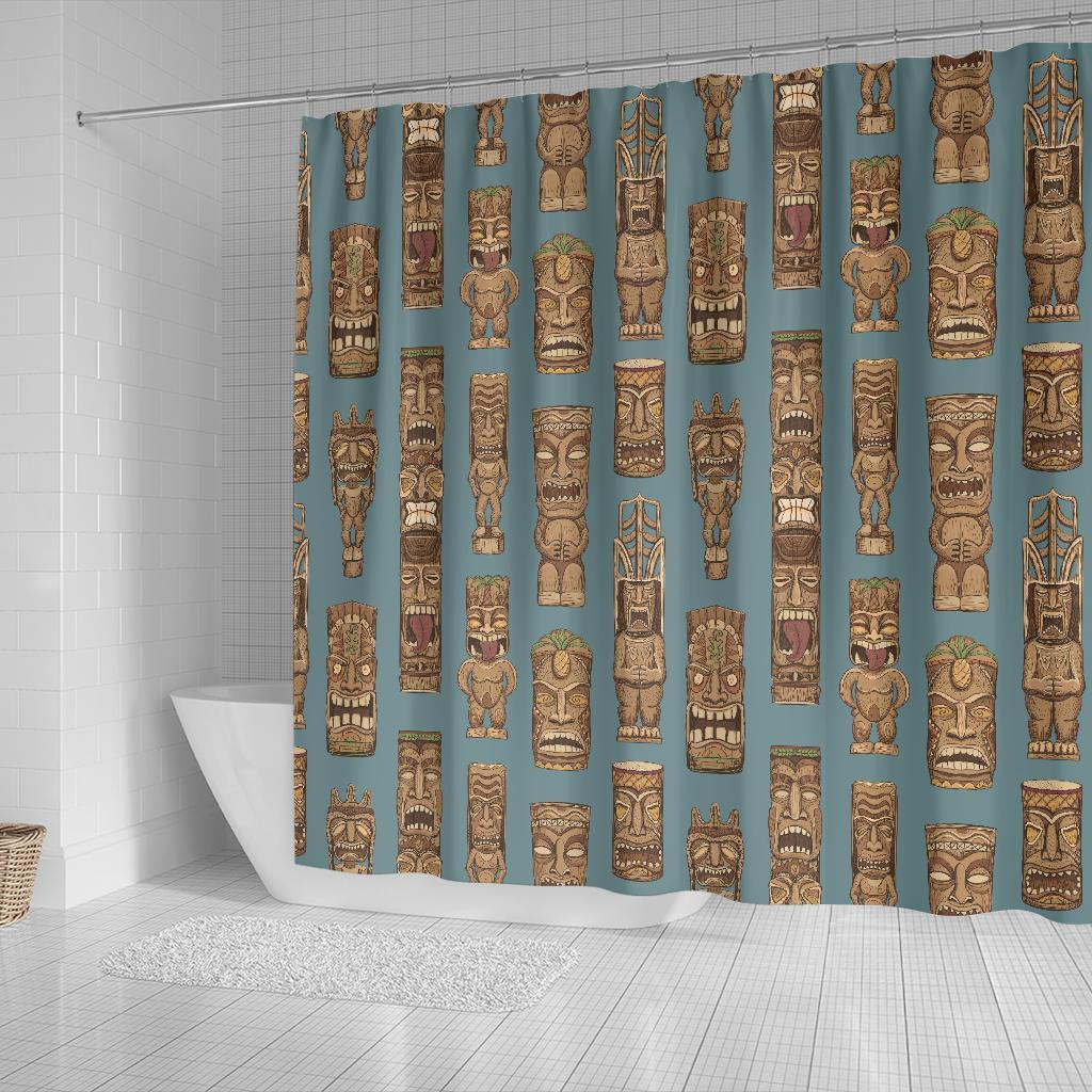 Tiki Print Pattern Bathroom Shower Curtain-grizzshop