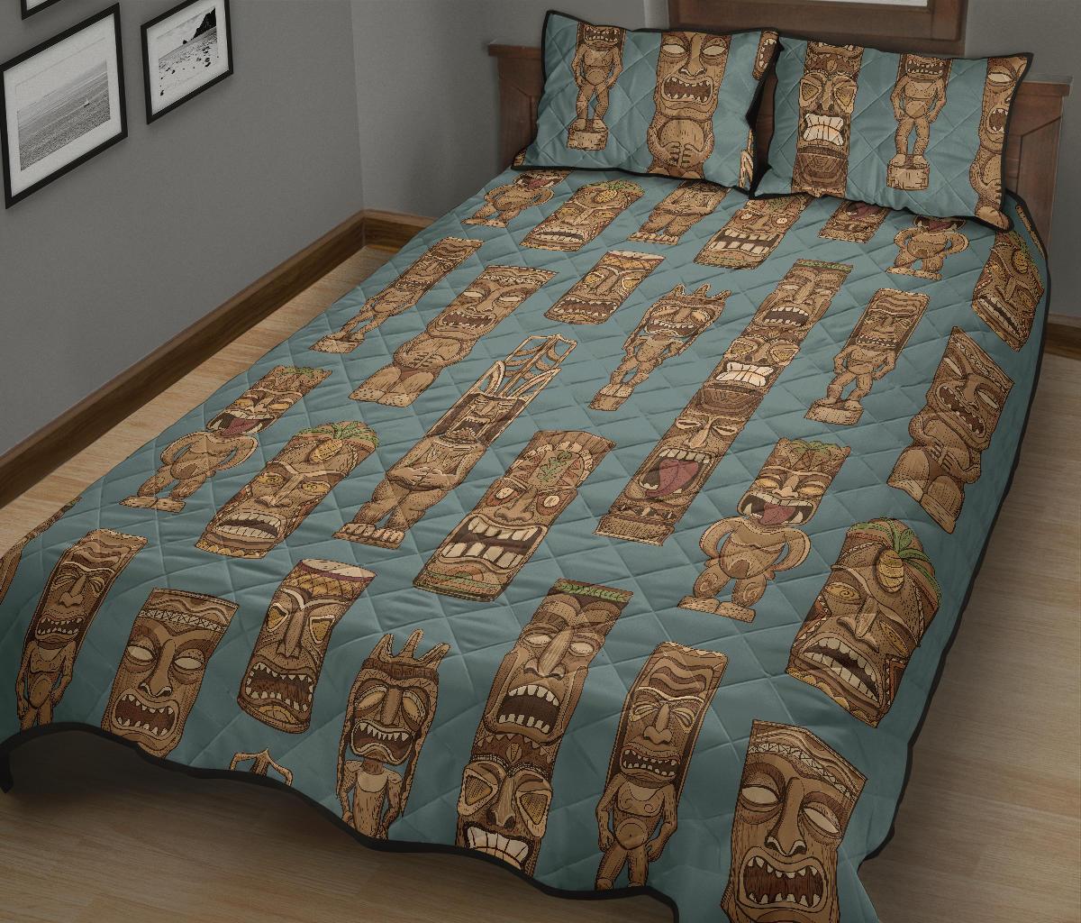 Tiki Print Pattern Bed Set Quilt-grizzshop