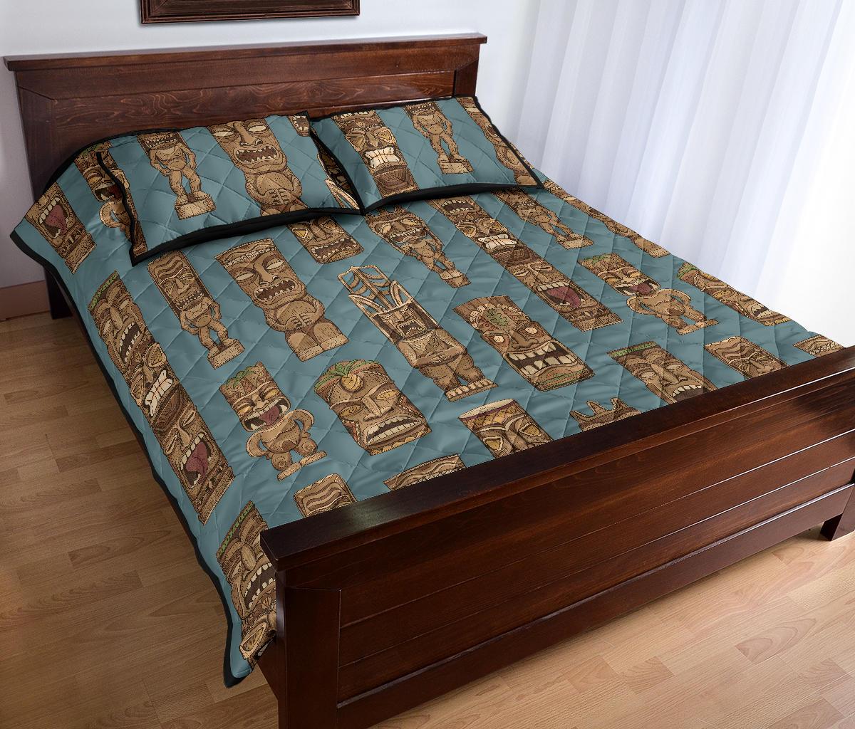 Tiki Print Pattern Bed Set Quilt-grizzshop