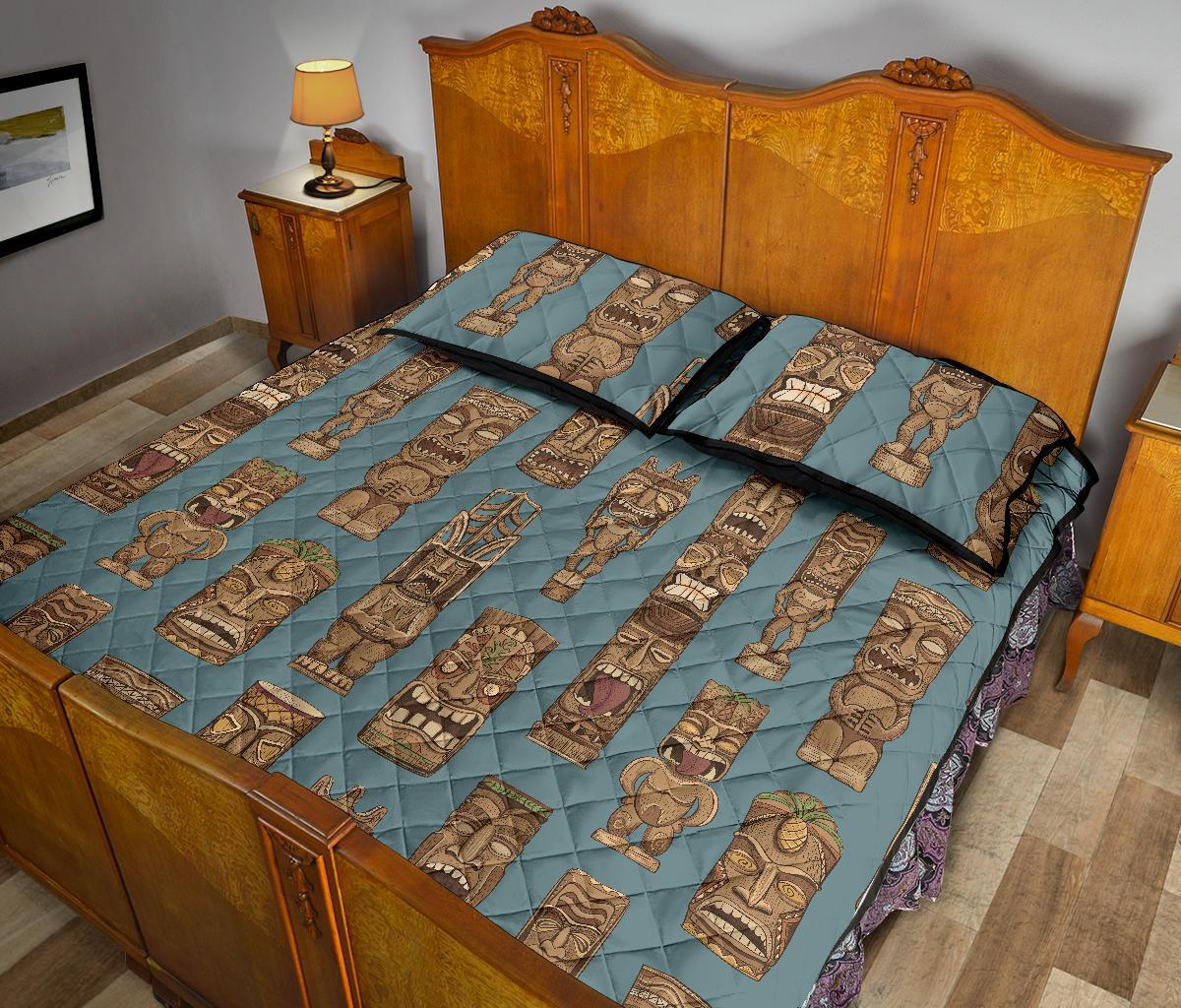 Tiki Print Pattern Bed Set Quilt-grizzshop