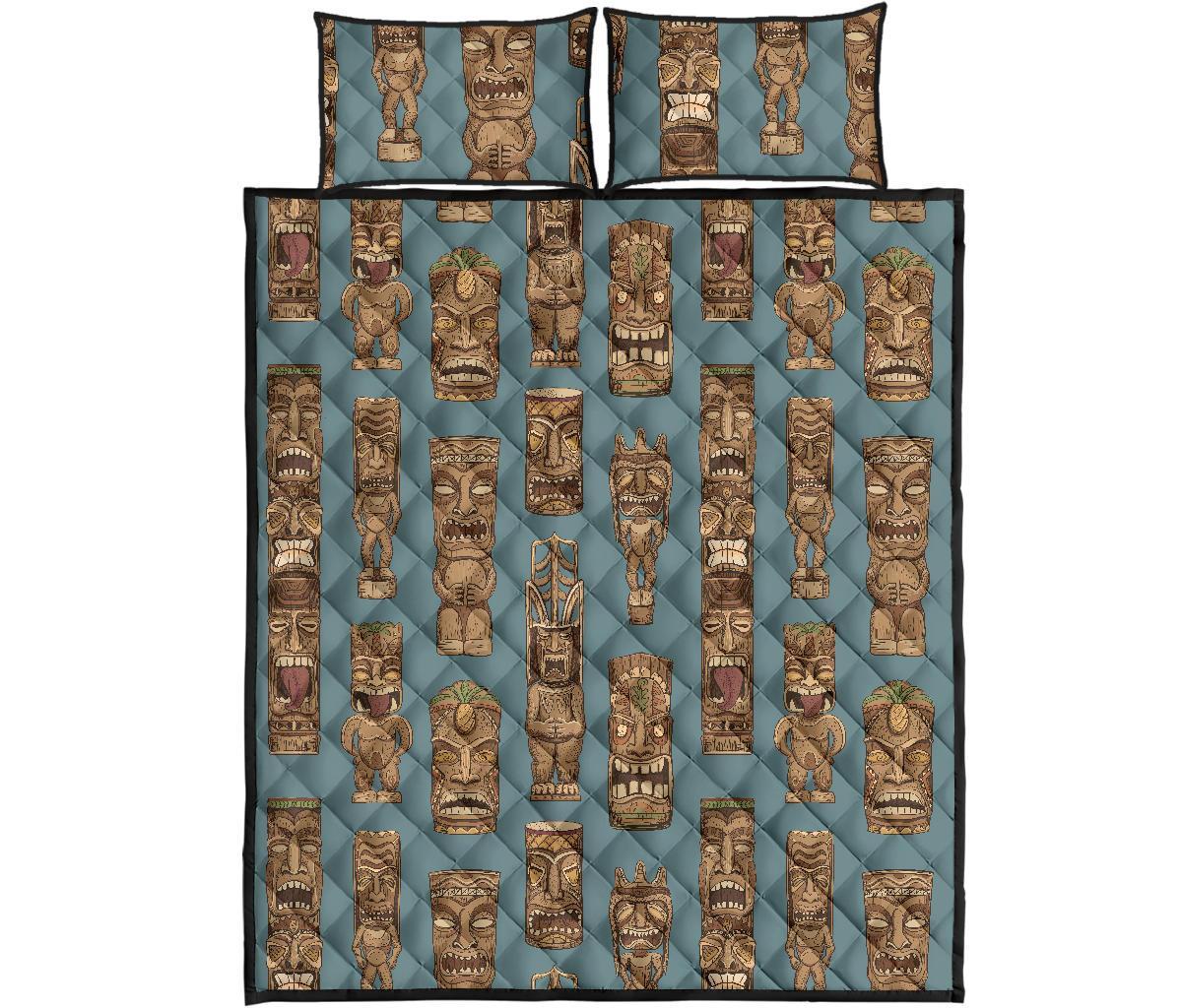 Tiki Print Pattern Bed Set Quilt-grizzshop