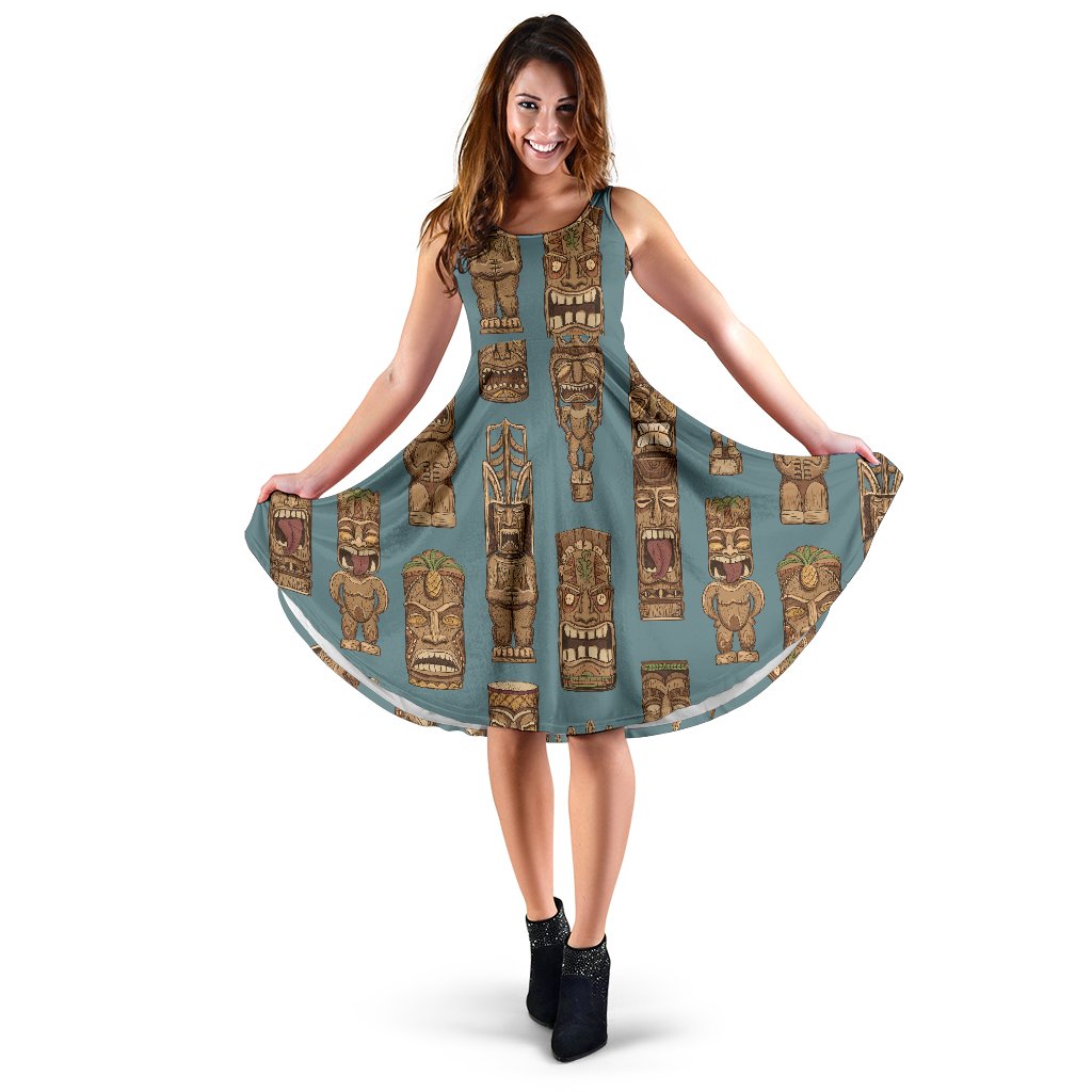 Tiki Print Pattern Dress-grizzshop