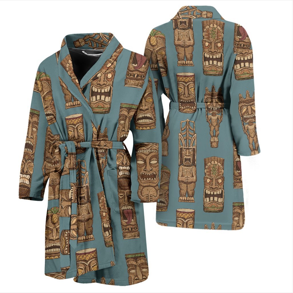 Tiki Print Pattern Men Long Robe-grizzshop