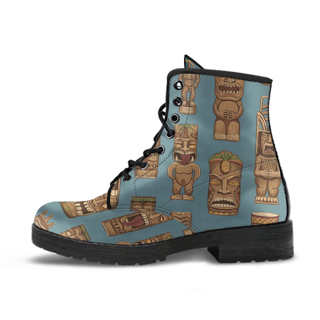 Tiki Print Pattern Men Women Leather Boots-grizzshop