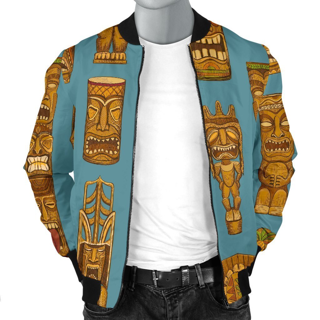 Tiki Print Pattern Men's Bomber Jacket-grizzshop