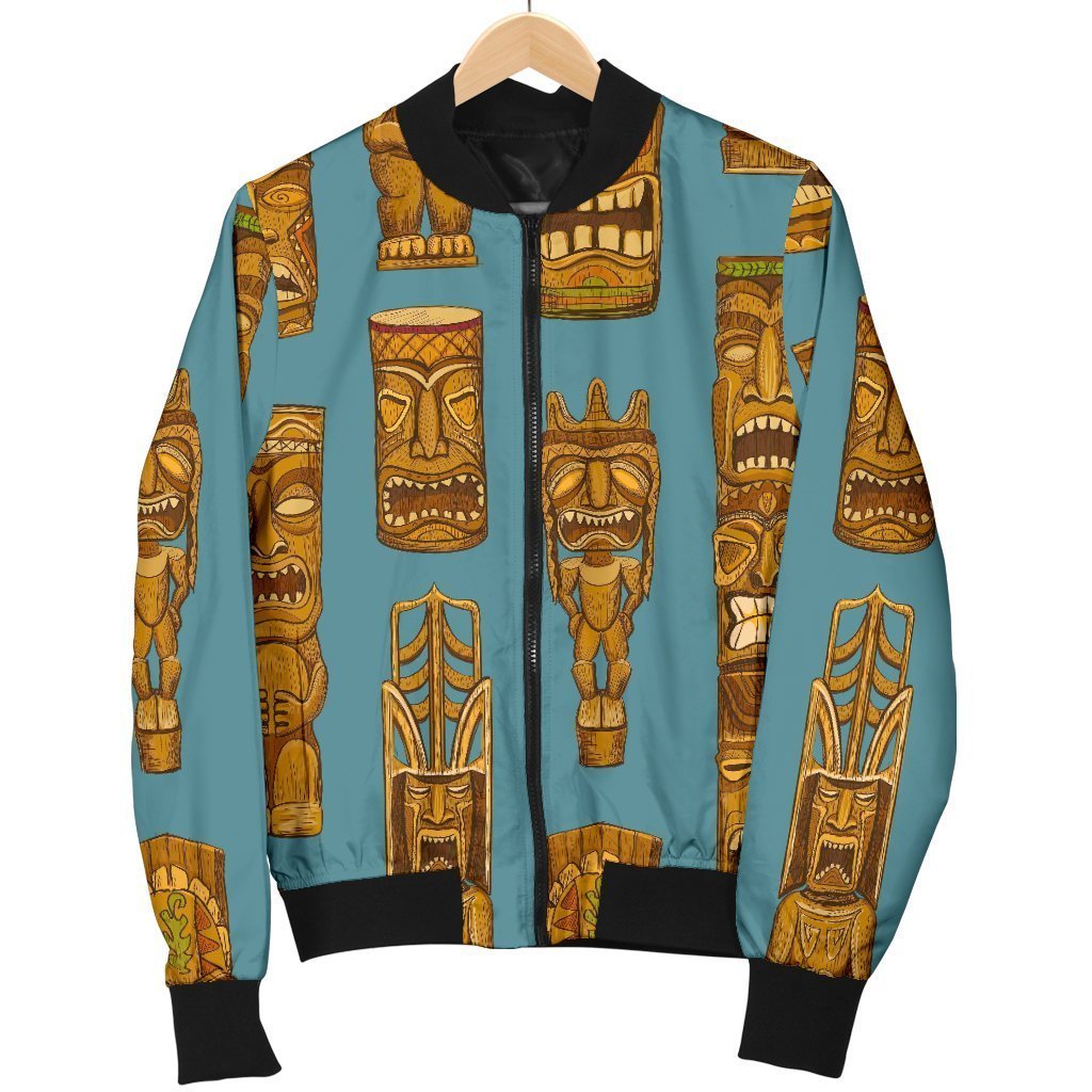 Tiki Print Pattern Men's Bomber Jacket-grizzshop