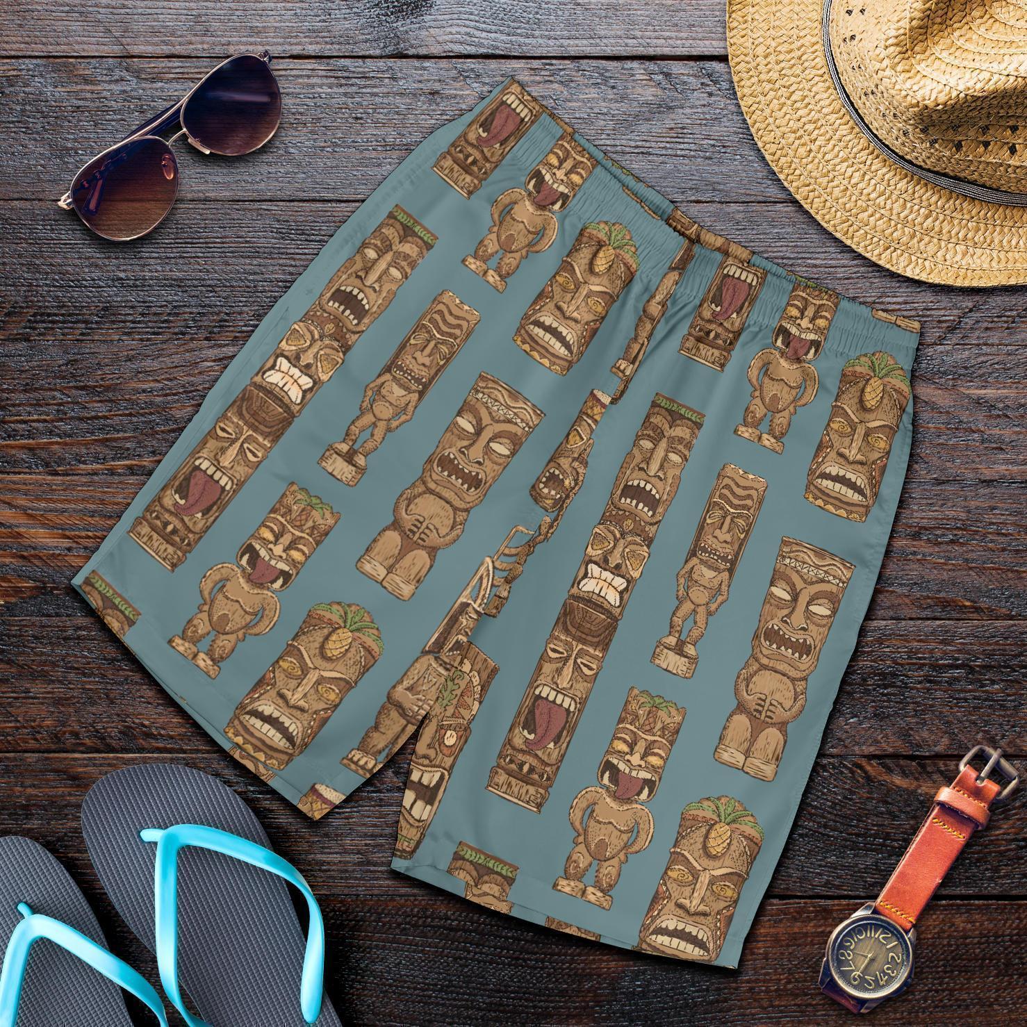 Tiki Print Pattern Men's Shorts-grizzshop