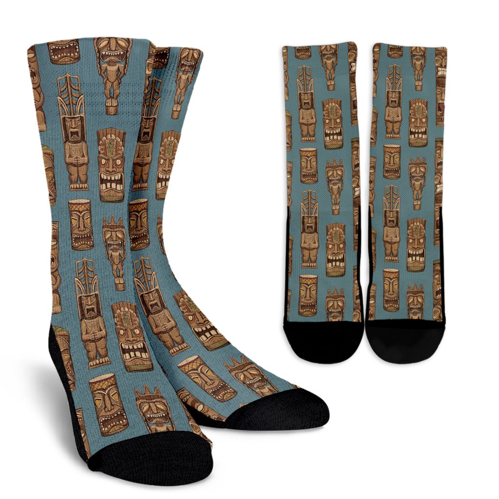 Tiki Print Pattern Unisex Crew Socks-grizzshop