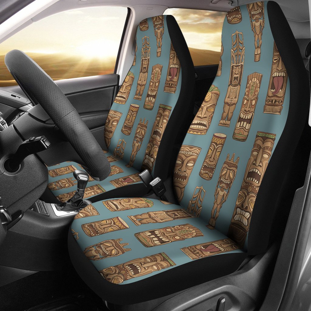 Tiki Print Pattern Universal Fit Car Seat Covers-grizzshop