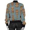 Tiki Print Pattern Women Casual Bomber Jacket-grizzshop